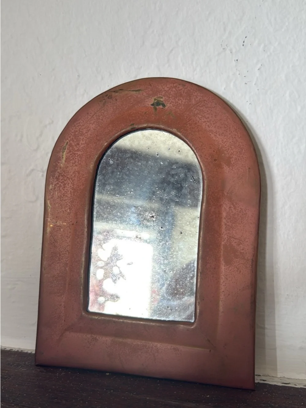 Vintage Rust-Colored Arched Wall Mirror